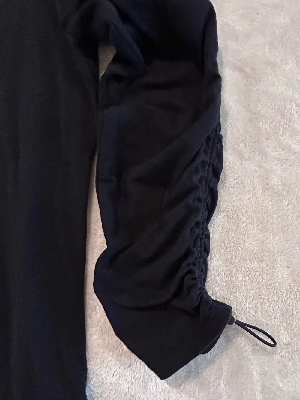Michael Kors Black Ruched Sleeve Stretch Top Women’s Medium